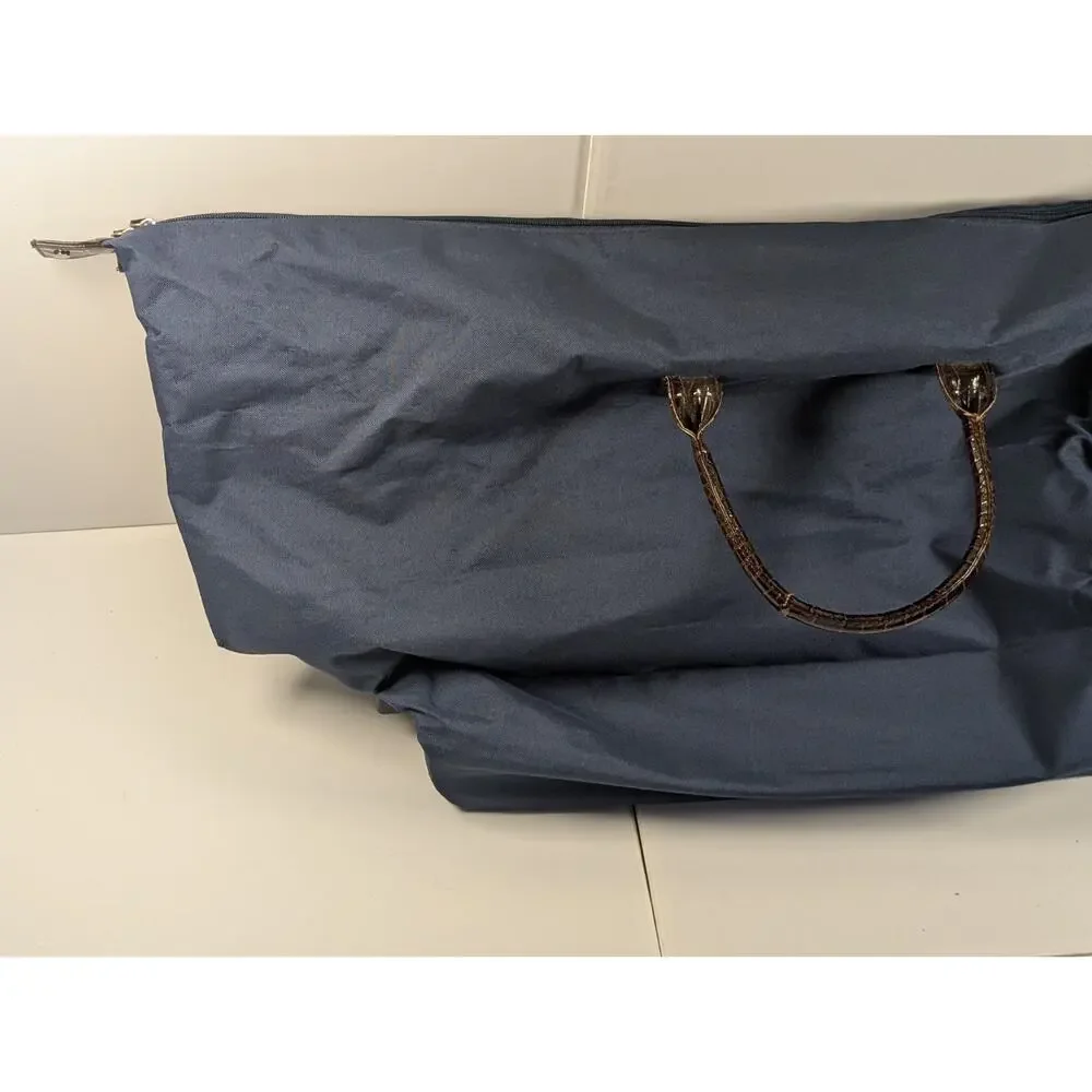 Large Rolling Garment Bag Wheeled Travel Luggage Blue Suit Dress Carry On Tote